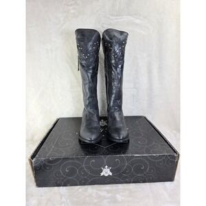 Johnny Ringo Womens Black Leather Studded Western Cowboy Boots Style JRS80615B